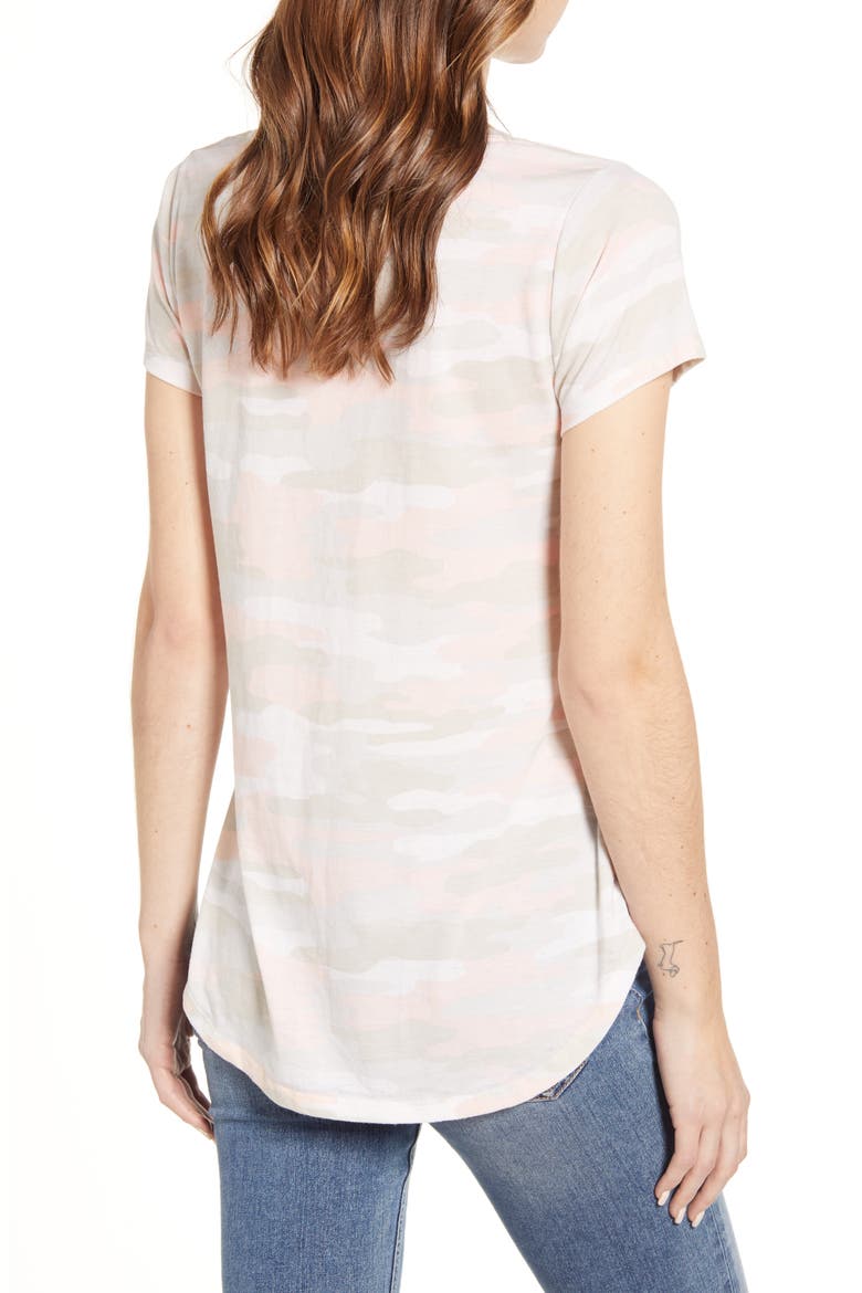 Essential V-Neck Camo T-Shirt, Alternate, color, PINK CAMO