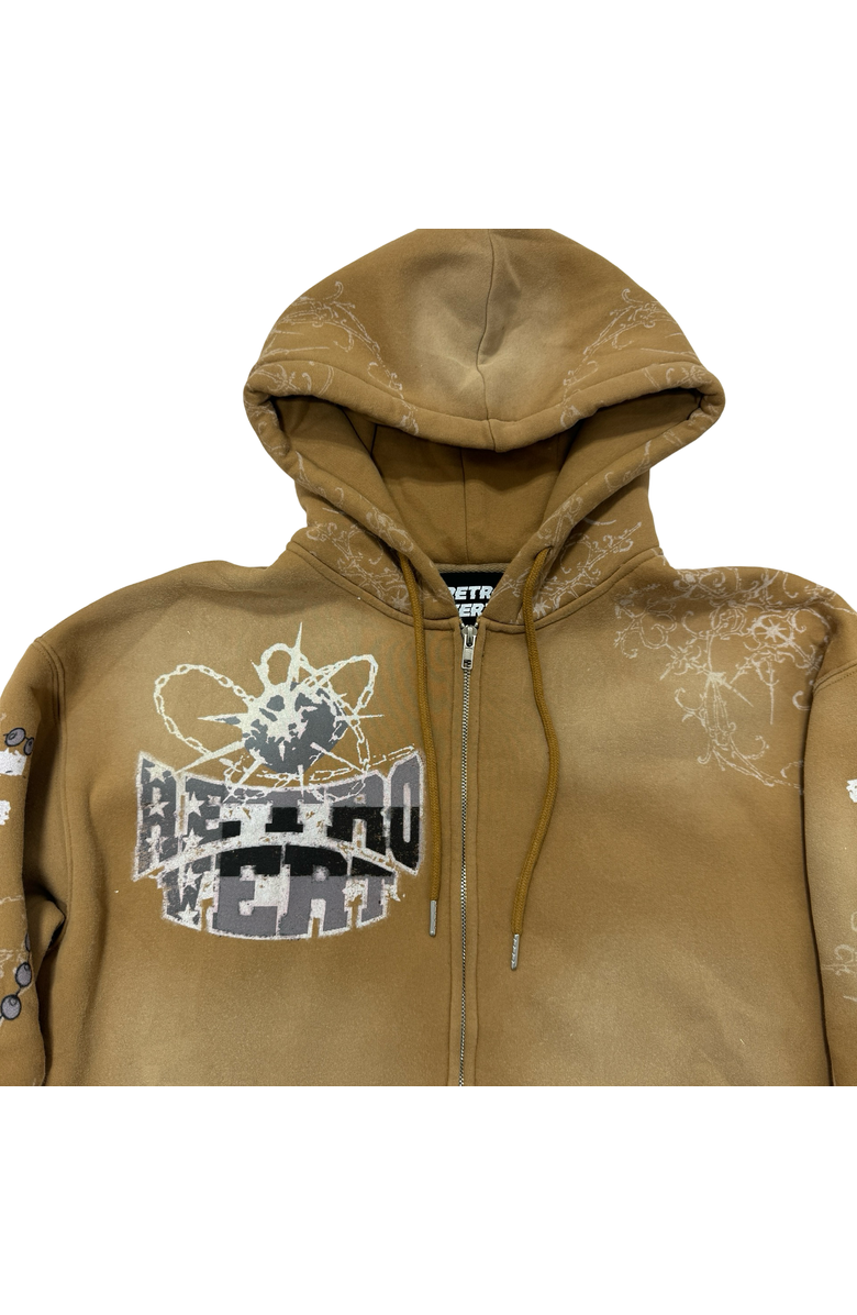 RETROVERT Destruction Zip Hoodie, Alternate, color, Brown