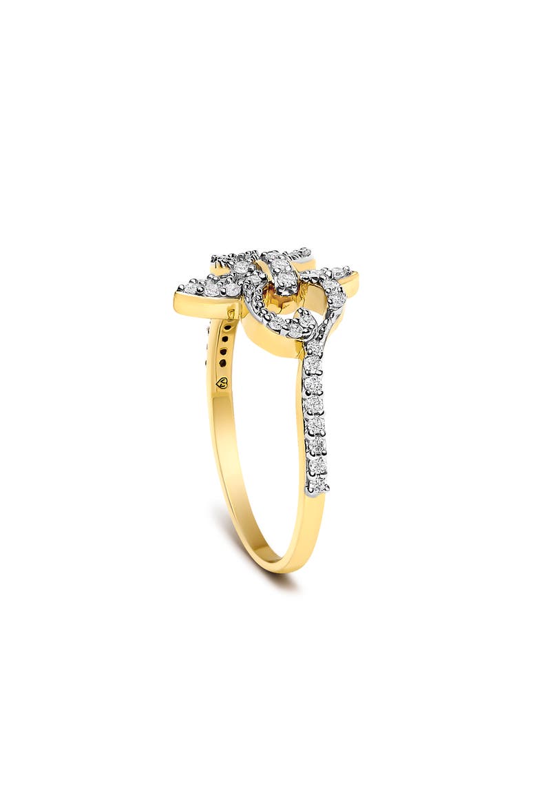 14K Yellow Gold Plated .925 Sterling Silver 1/4 Cttw Diamond Fleur-de-Lis Ring, Alternate, color, Yellow Gold over Silver
