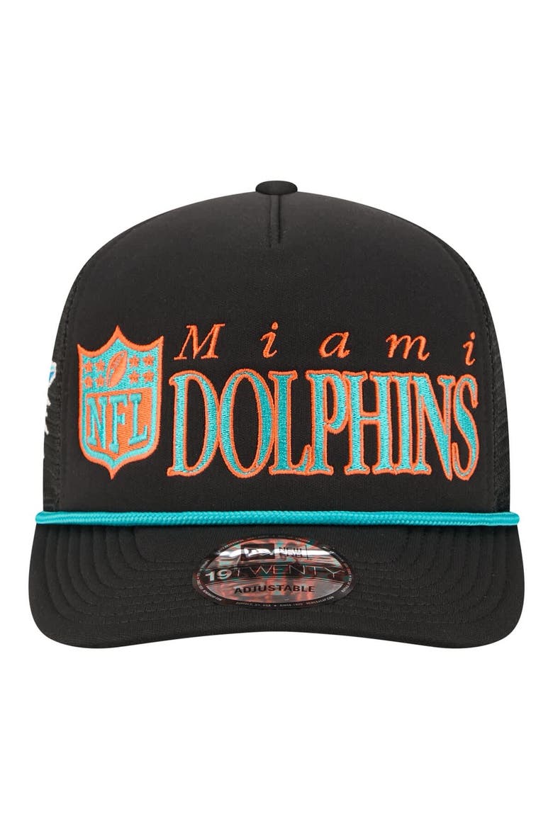 Men's New Era Black Miami Dolphins Throwback Foam 19TWENTY Adjustable Hat, Alternate, color, Black