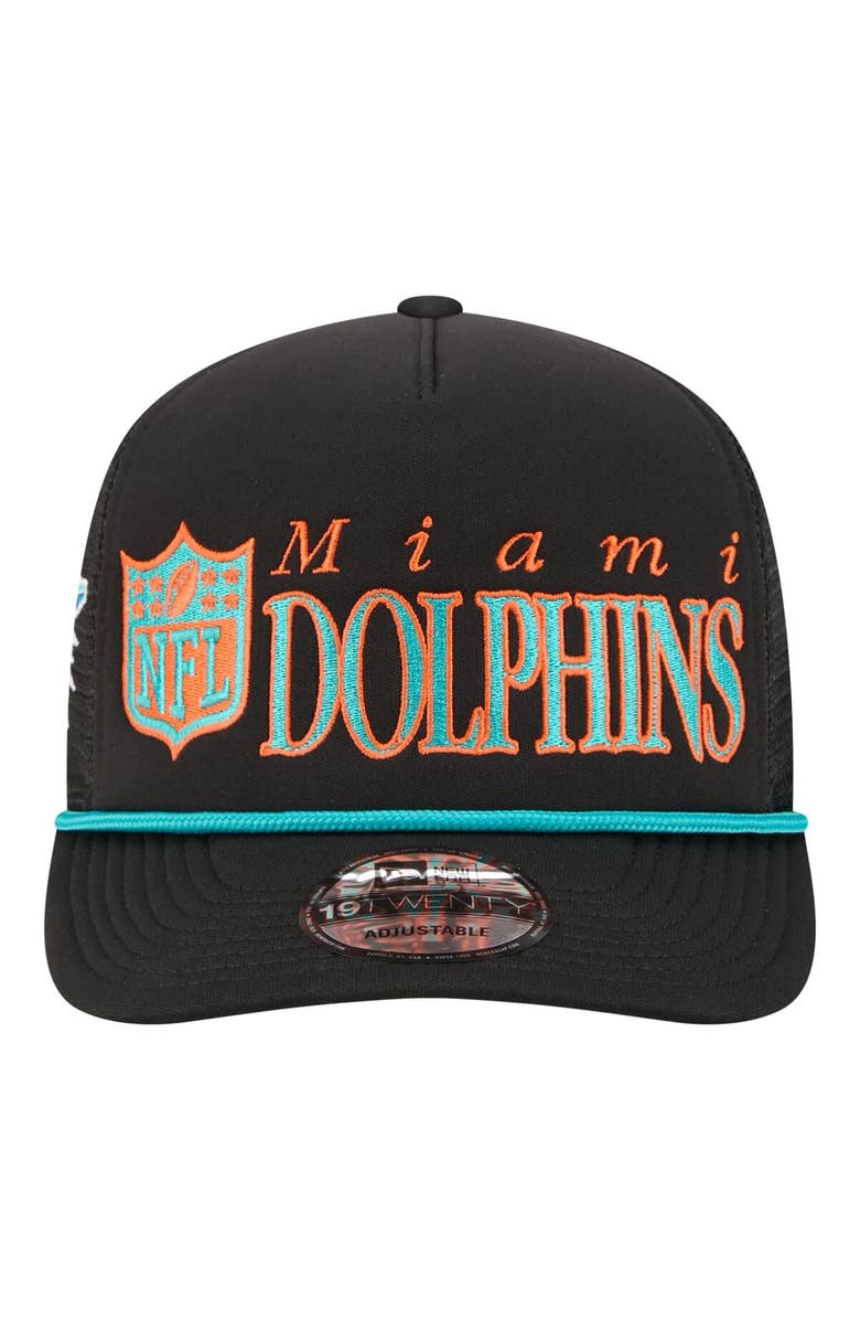 New Era Men's New Era Black Miami Dolphins Throwback Foam 19TWENTY Adjustable Hat, Alternate, color, Black