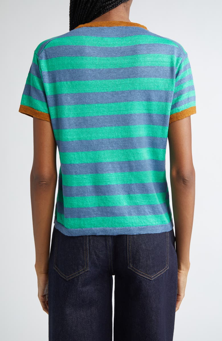 YanYan Embroidered Stripe Linen Sweater, Alternate, color, Denim/ Peppermint