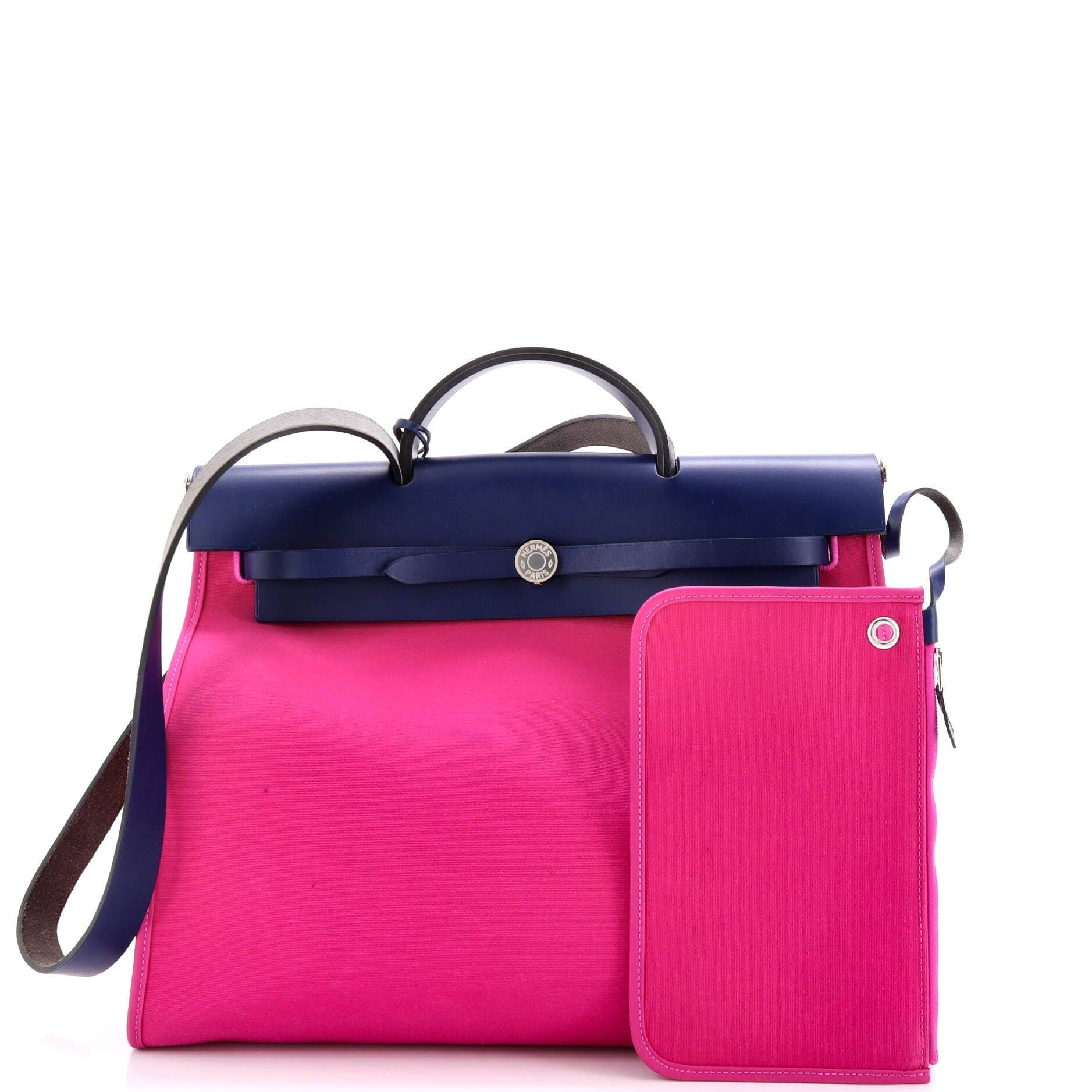 Pre-Owned Hermes Herbag Zip Leather and Toile 39, Alternate, color, Rose Pourpre