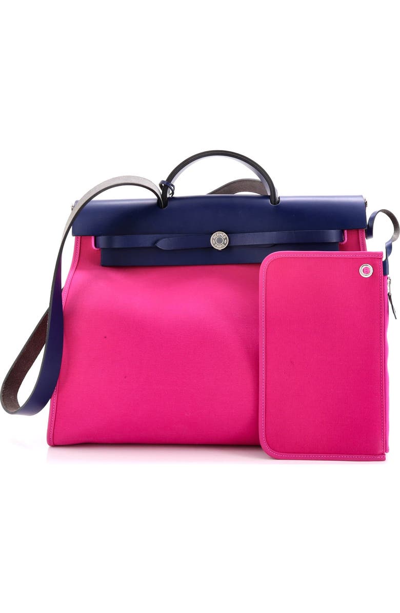 Pre-Owned Hermes Herbag Zip Leather and Toile 39, Alternate, color, Rose Pourpre