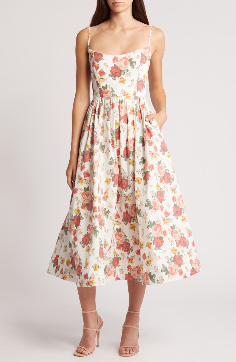 HOUSE OF CB Lolita Floral Sundress, Alternate, color, Rose Print