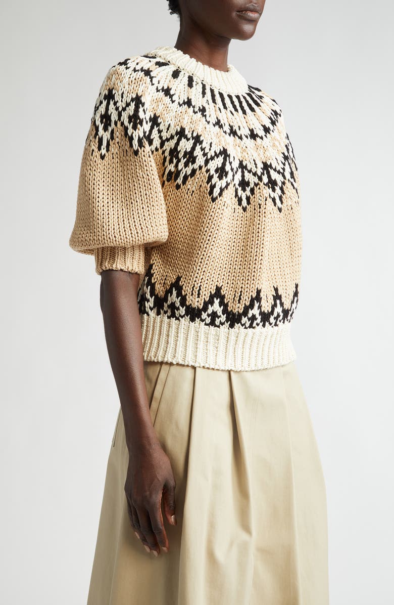 Altuzarra Marty Fair Isle Mako Cotton Sweater, Alternate, color, Ivory Fairisle