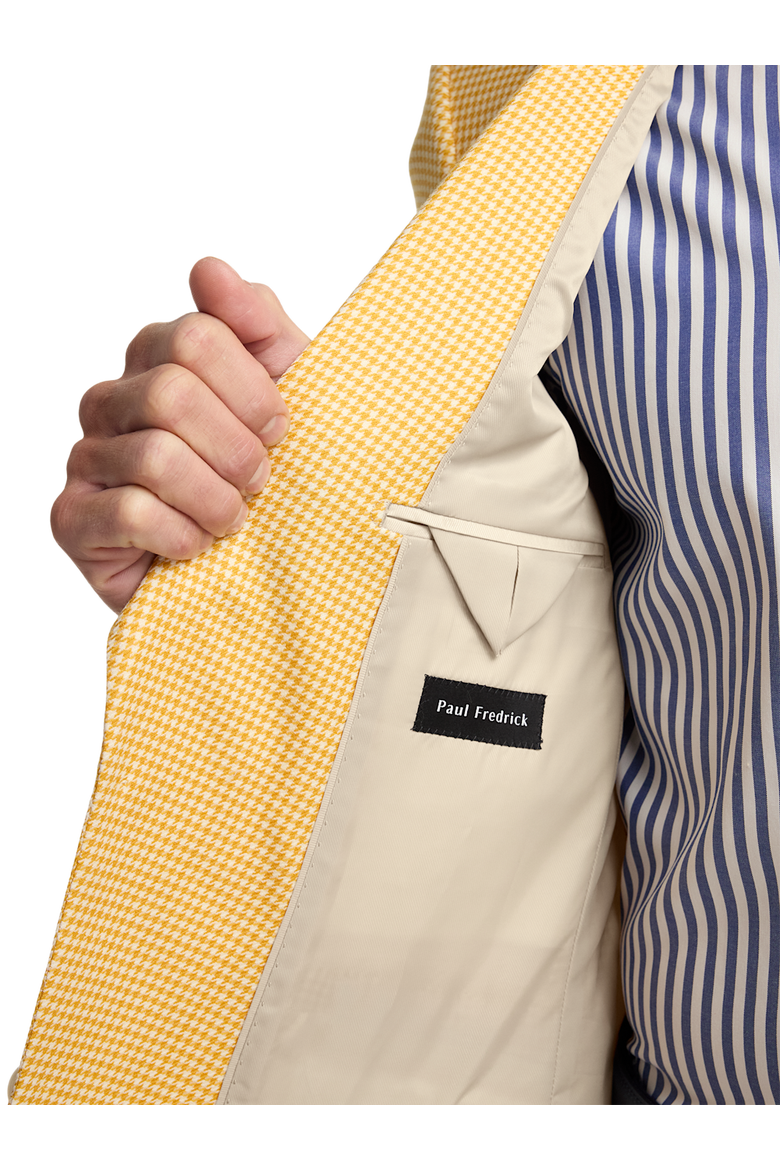 Houndstooth Wool Single Breasted Peak Lapel Sport Coat, Alternate, color, Yellow