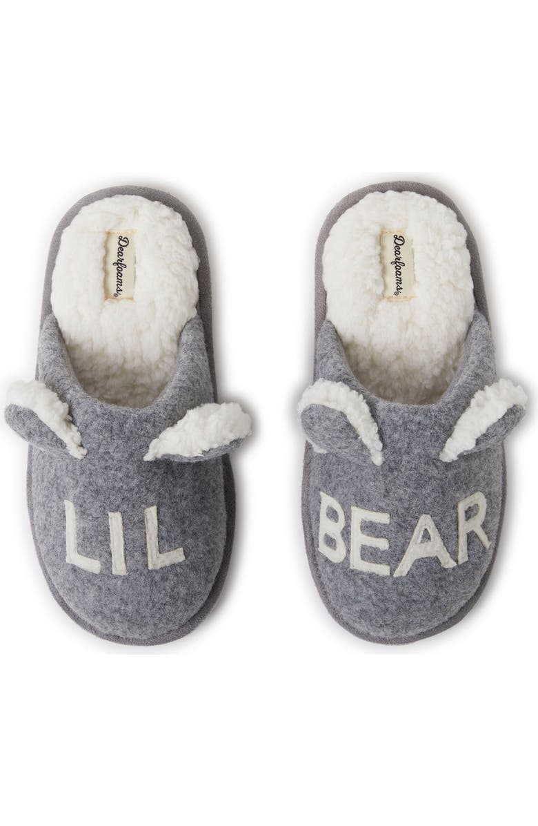 DEARFOAMS Casey Lil Bear Family Scuff Slipper, Main, color, Light Heather Grey