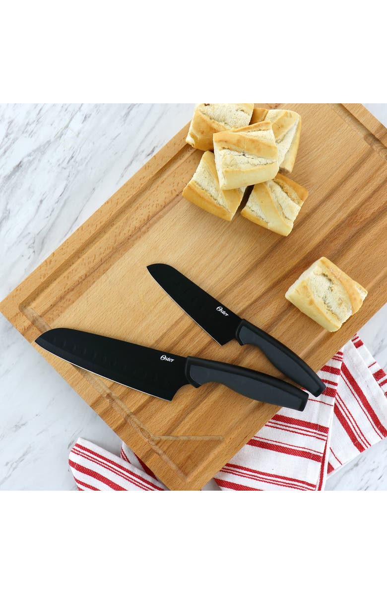 OSTER Slice Craft 2 Piece Stainless Steel Santoku Knife Set, Alternate, color, Black