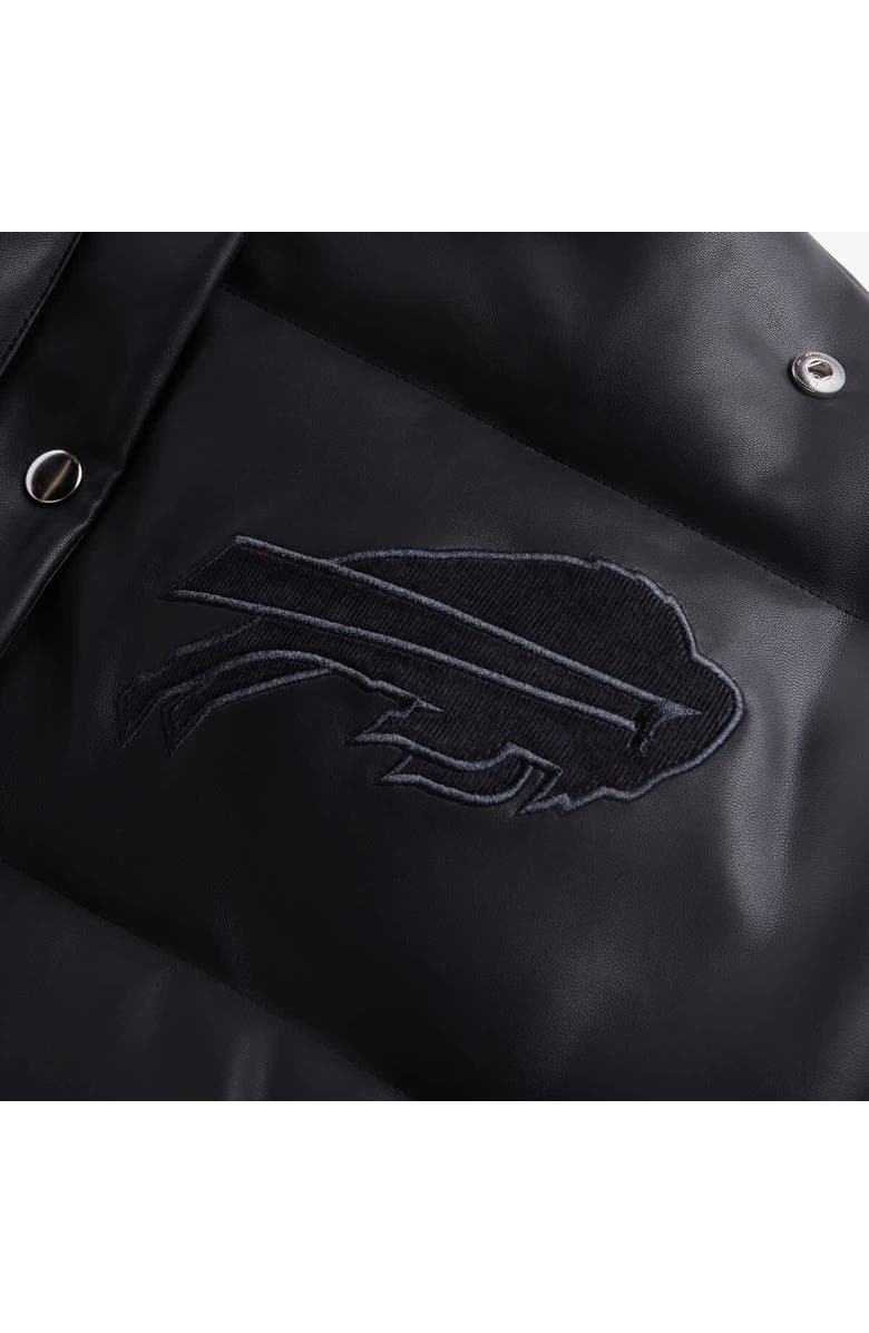 Off Season Women's  Black Buffalo Bills Faux Leather Puffer Jacket, Alternate, color, Black