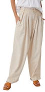 Free People Lotta Love Pleated Wide Leg Cotton Pants