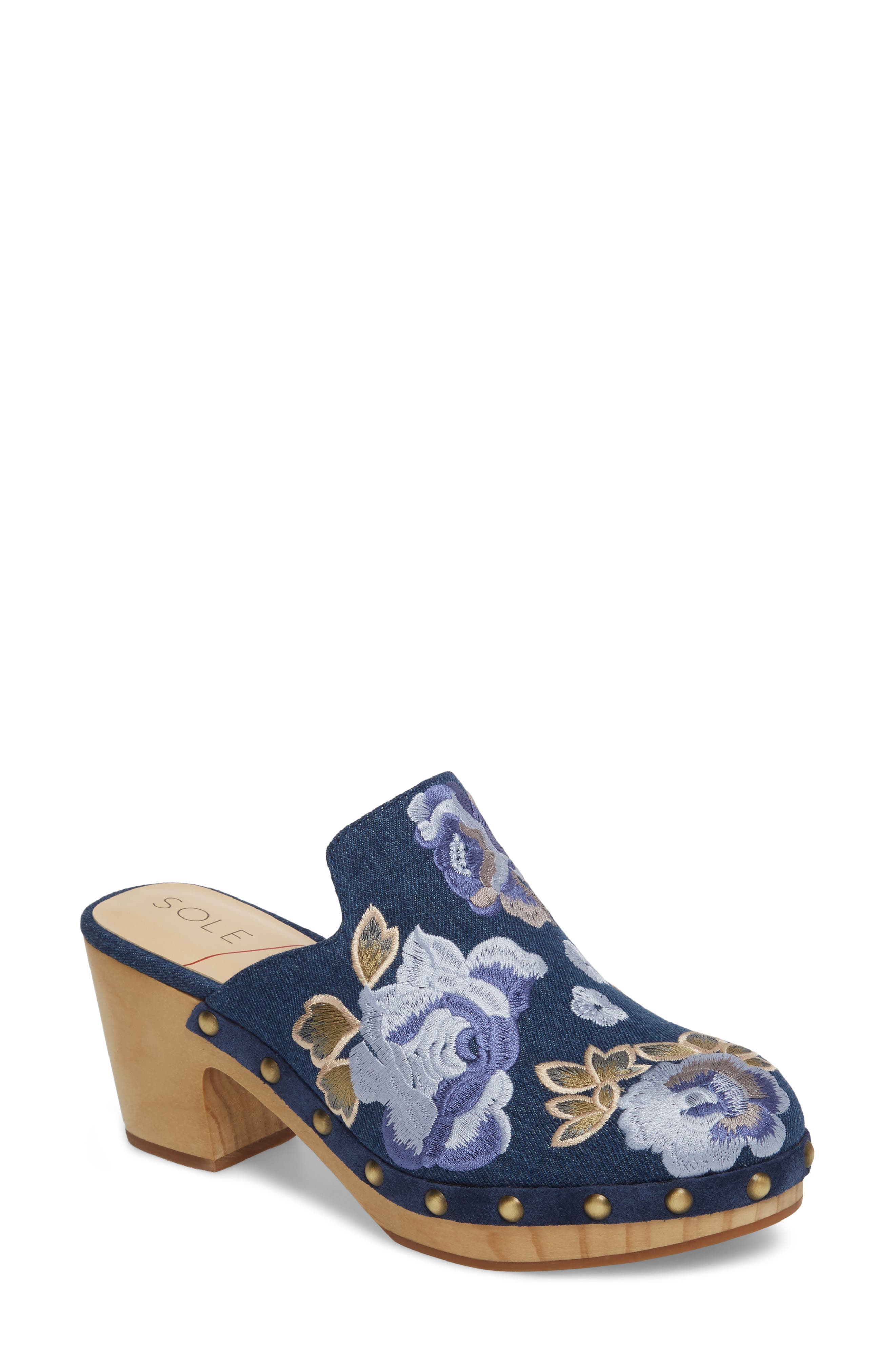 Madelina Clog, Main, color, DARK DENIM EMBROIDERY