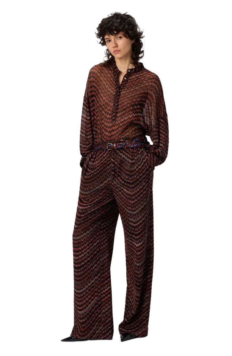 Missoni Mid-rise Tailored Pants With Zigzag Pattern, Main, color, Black 
Brown
