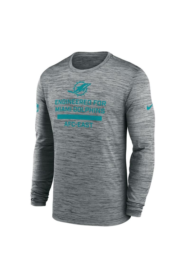 Men's Nike Gray Miami Dolphins Sideline Velocity Performance Long Sleeve T-Shirt, Alternate, color, Gray