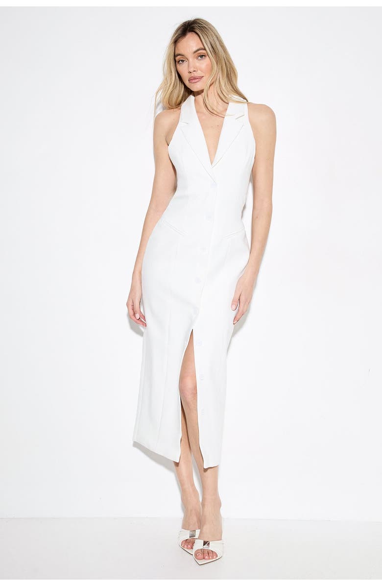 MissPap Premium Open Back Waistcoat Midi Dress, Main, color, Ivory