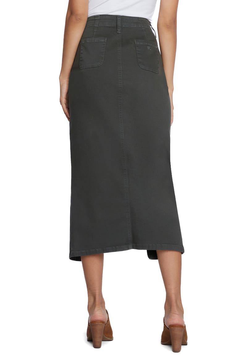 Daily Slit Denim Midi Skirt, Alternate, color, HERB GREEN