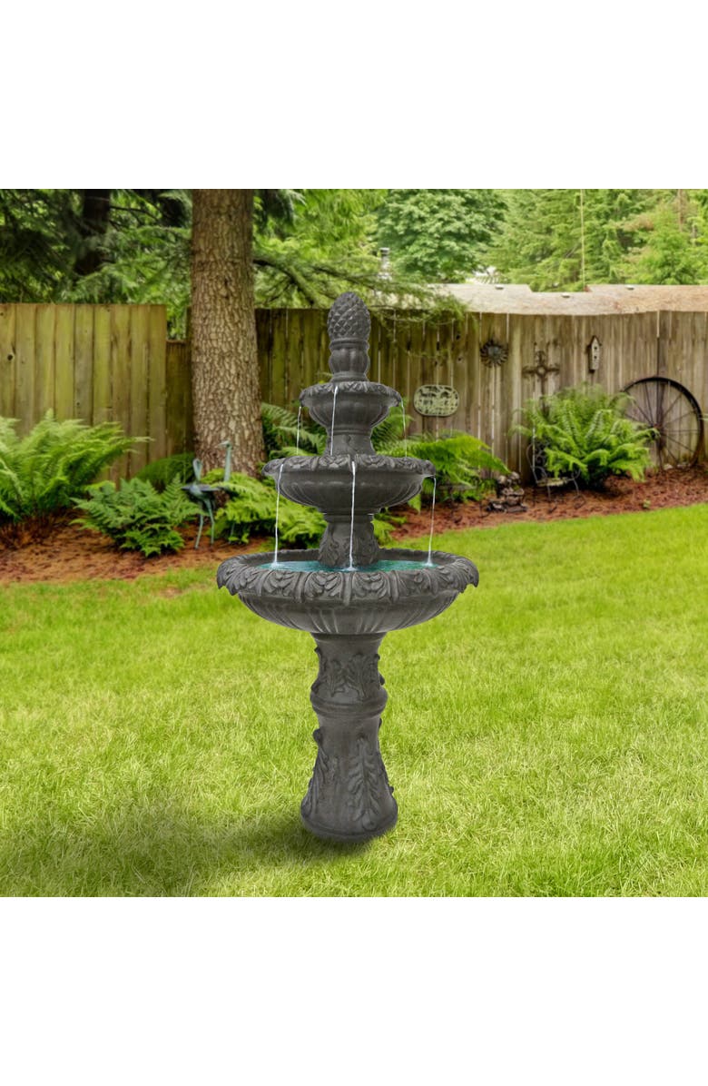 Northlight 57" Brown Three Tier Leaf Design Outdoor Garden Fountain, Alternate, color, Brown