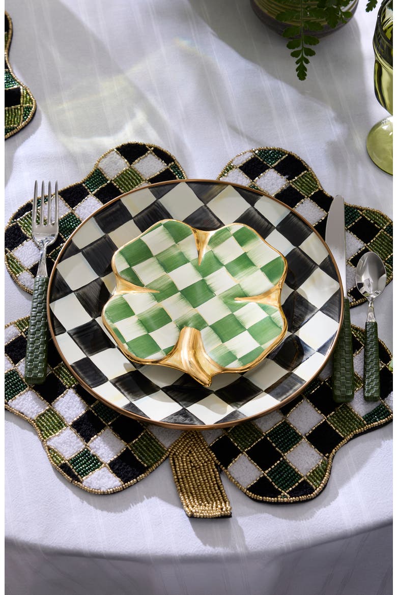 Lucky Check Clover Plate, Alternate, color, GREEN