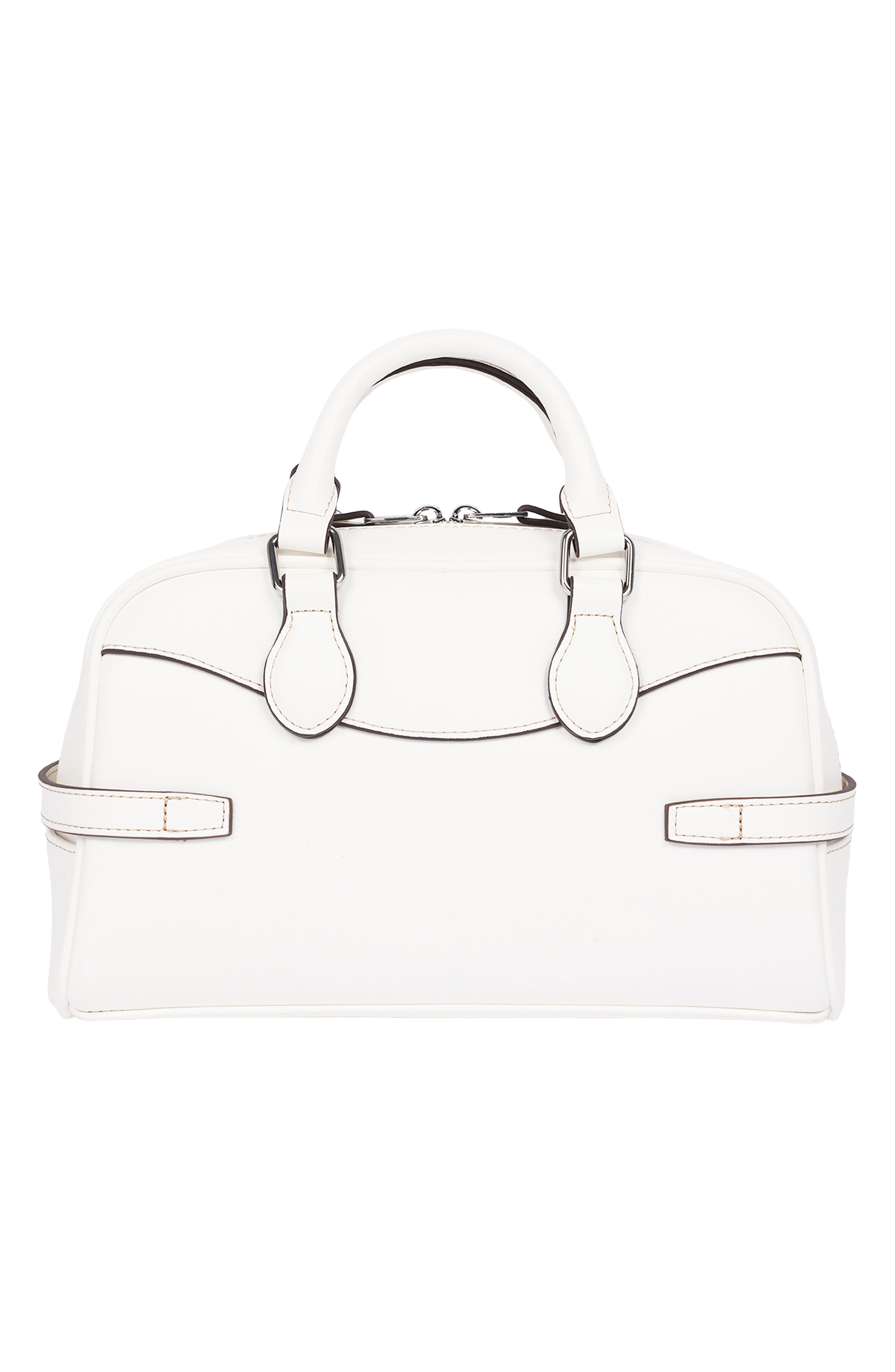 Brooks Belted Faux Leather Satchel, Alternate, color, WHITE