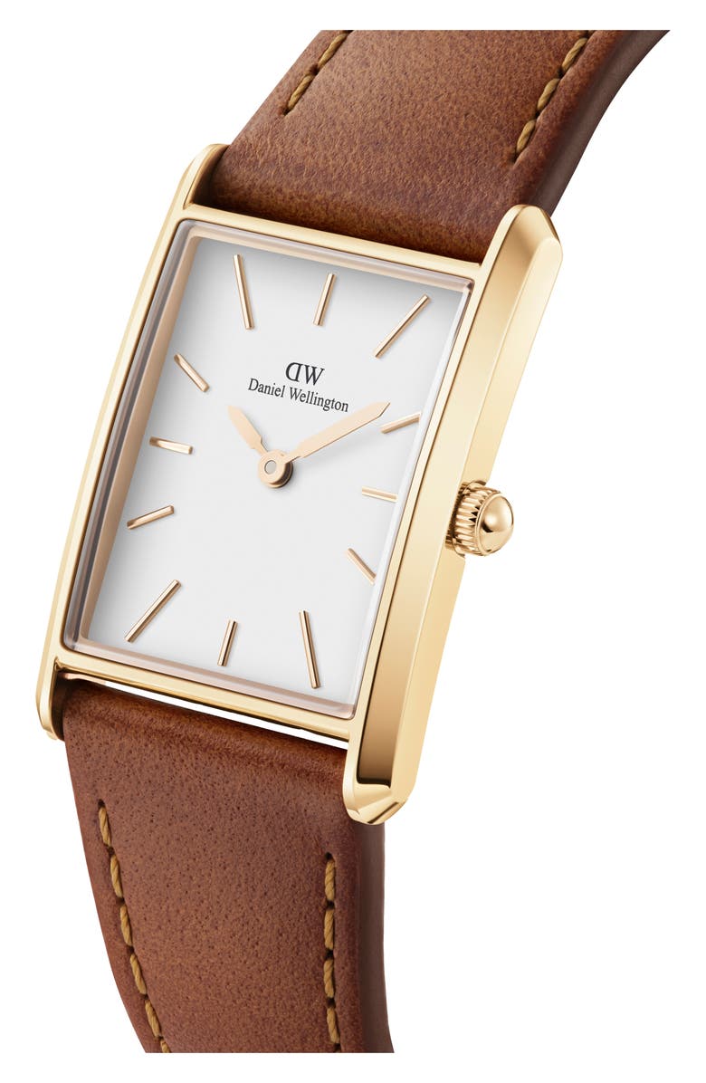 Daniel Wellington Tank Leather Strap Watch, 32mm x 22mm, Alternate, color, Gold