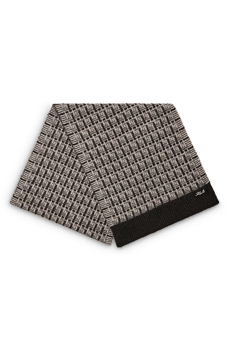 KARL LAGERFELD PARIS Tweed Shine Scarf, Alternate, color, Black