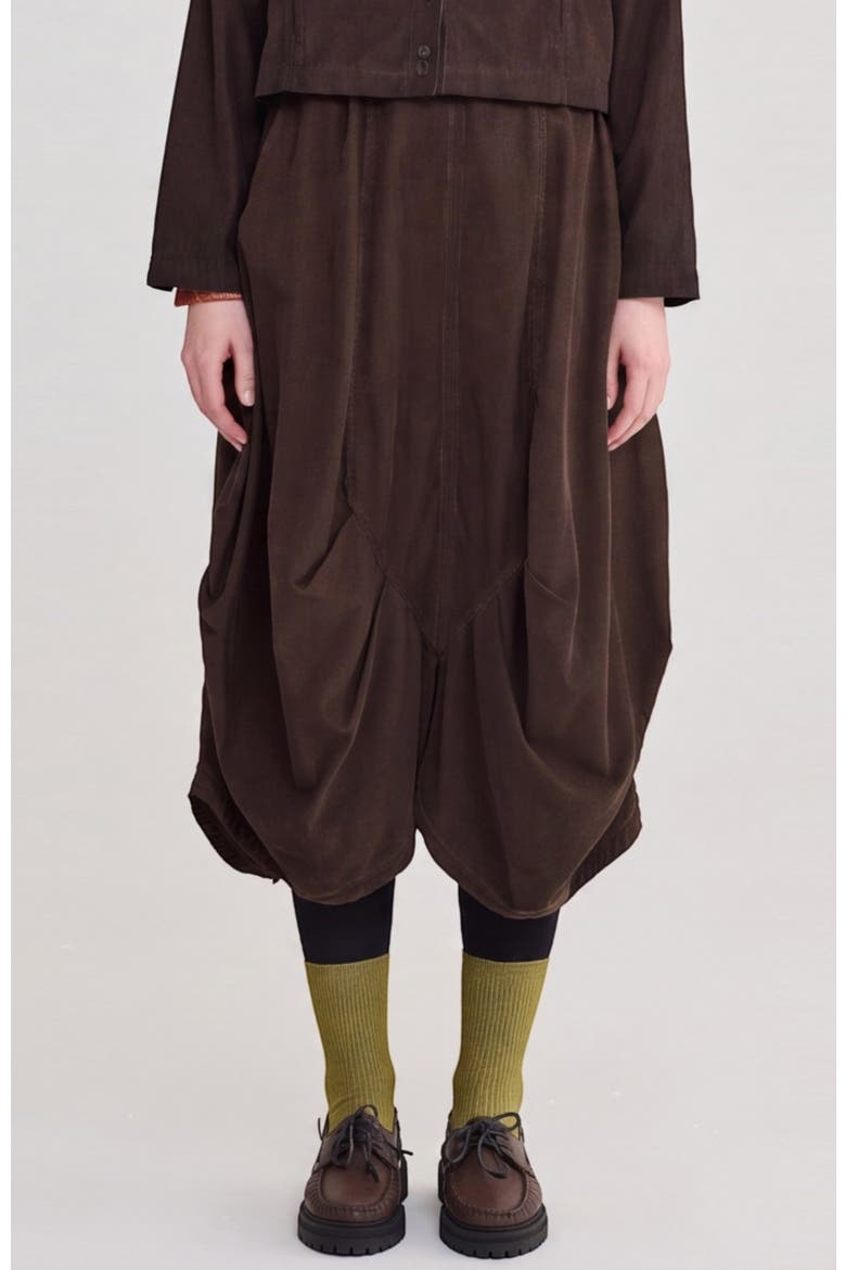 Ninon Velvet Balloon Skirt, Main, color, Brown
