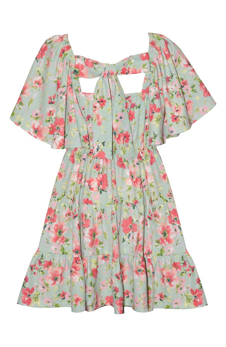 Iris & Ivy Kids' Angel Sleeve Floral Dress, Alternate, color, Green