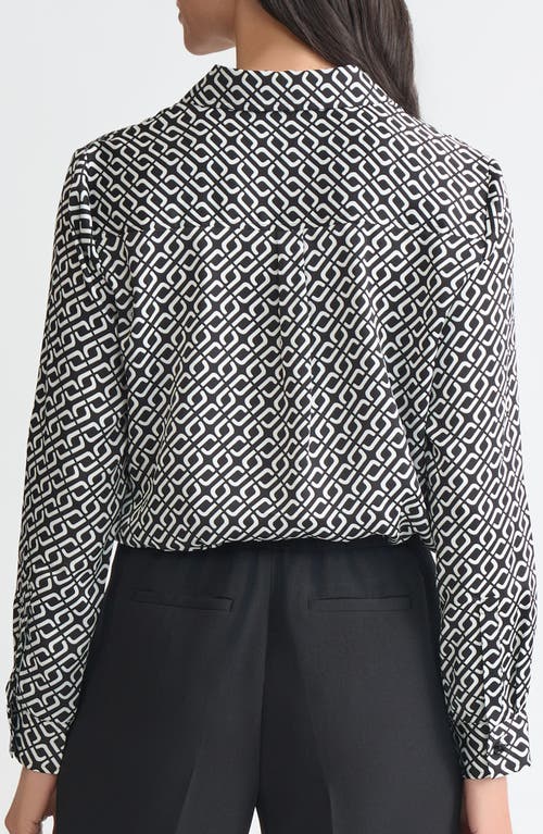 Kasper Print Button-up Shirt In Blue