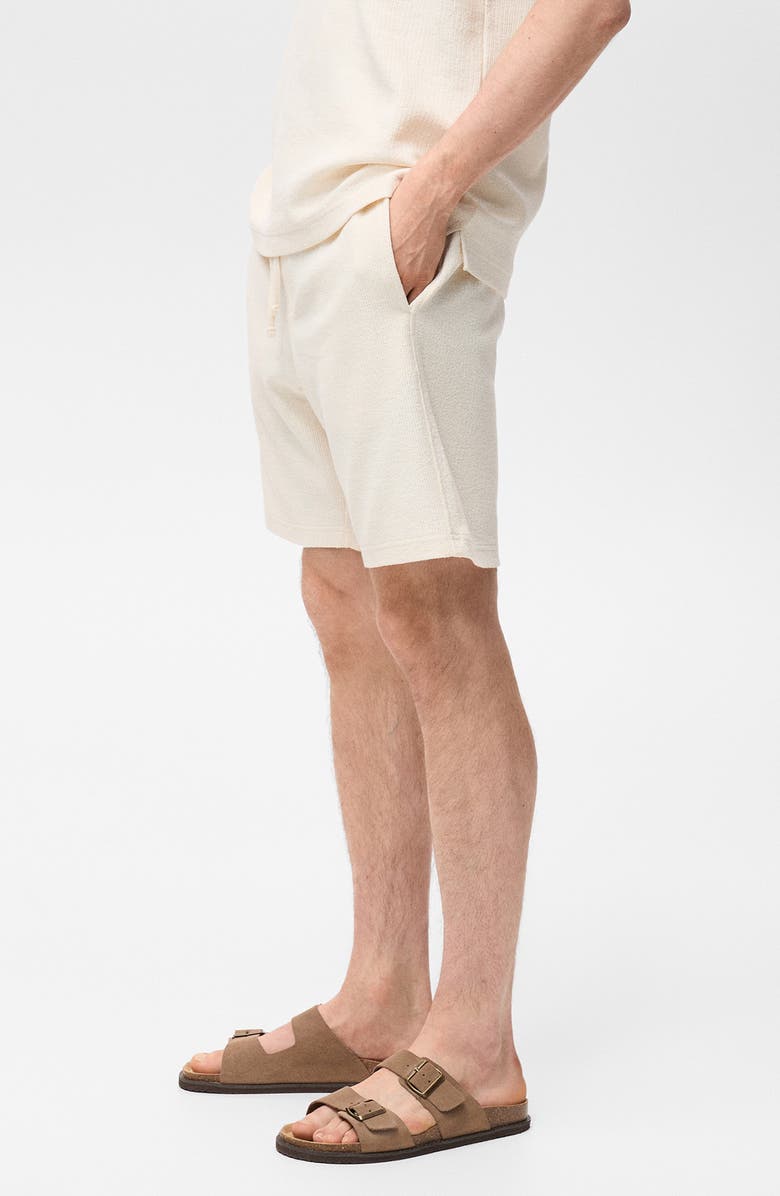 MANGO Textured Drawstring Shorts, Alternate, color, Ecru