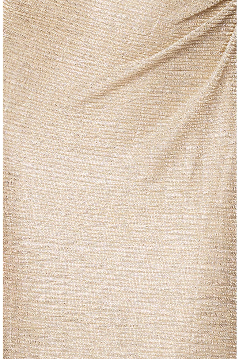 Ruched Sleeveless Crinkled Metallic Column Gown, Alternate, color, GOLD/ GOLD