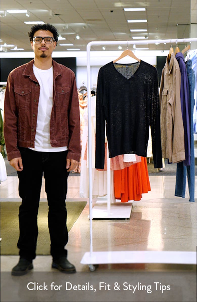 Egor Notch Neck Long Sleeve Rib Linen Blend Henley, sales video thumbnail