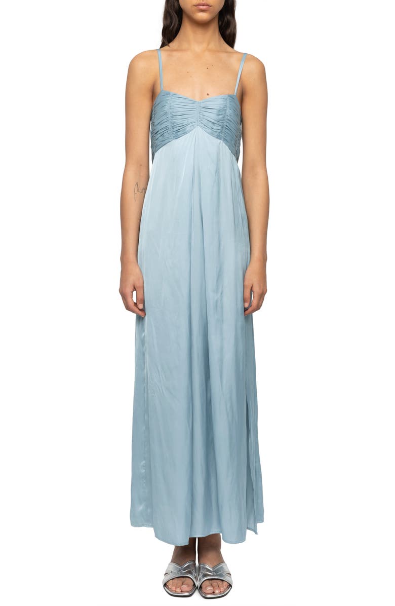 Zadig & Voltaire Rippie Satin Dress, Main, color, Sky