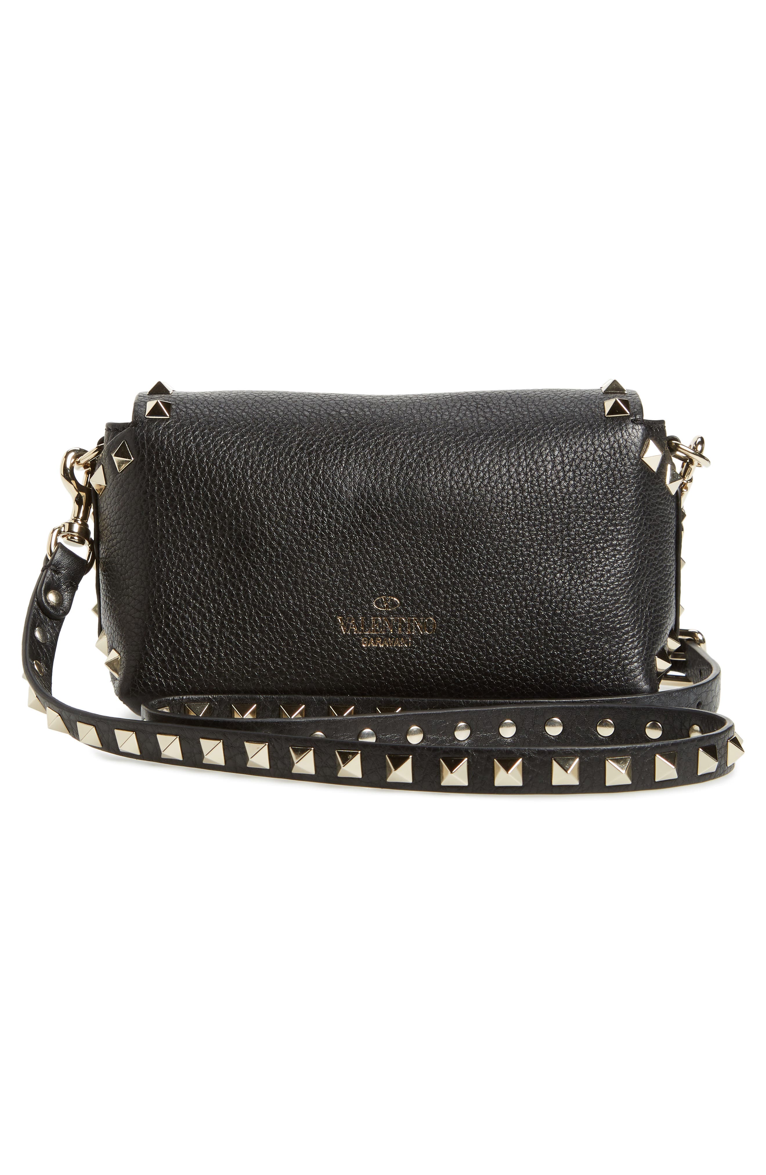 Valentino Garavani Rockstud Mini Calfskin Leather Crossbody Bag, Alternate, color, 