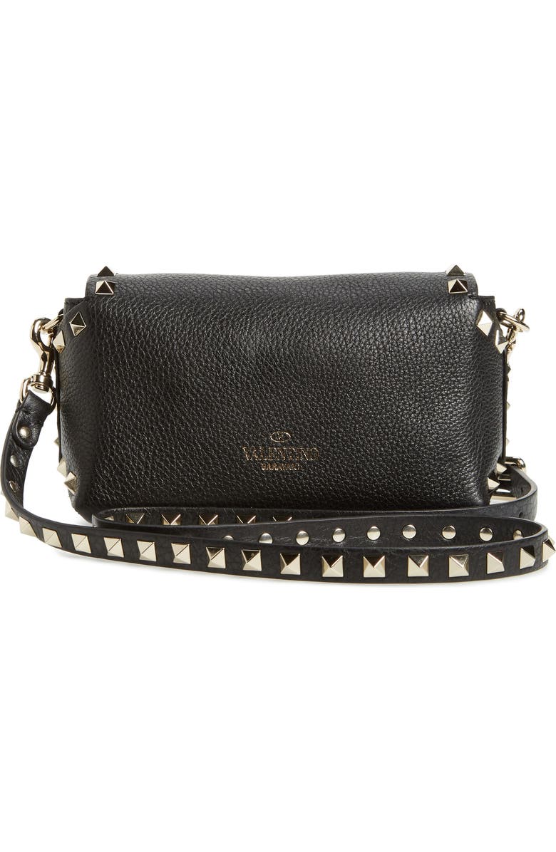 Valentino Garavani Rockstud Mini Calfskin Leather Crossbody Bag, Alternate, color,