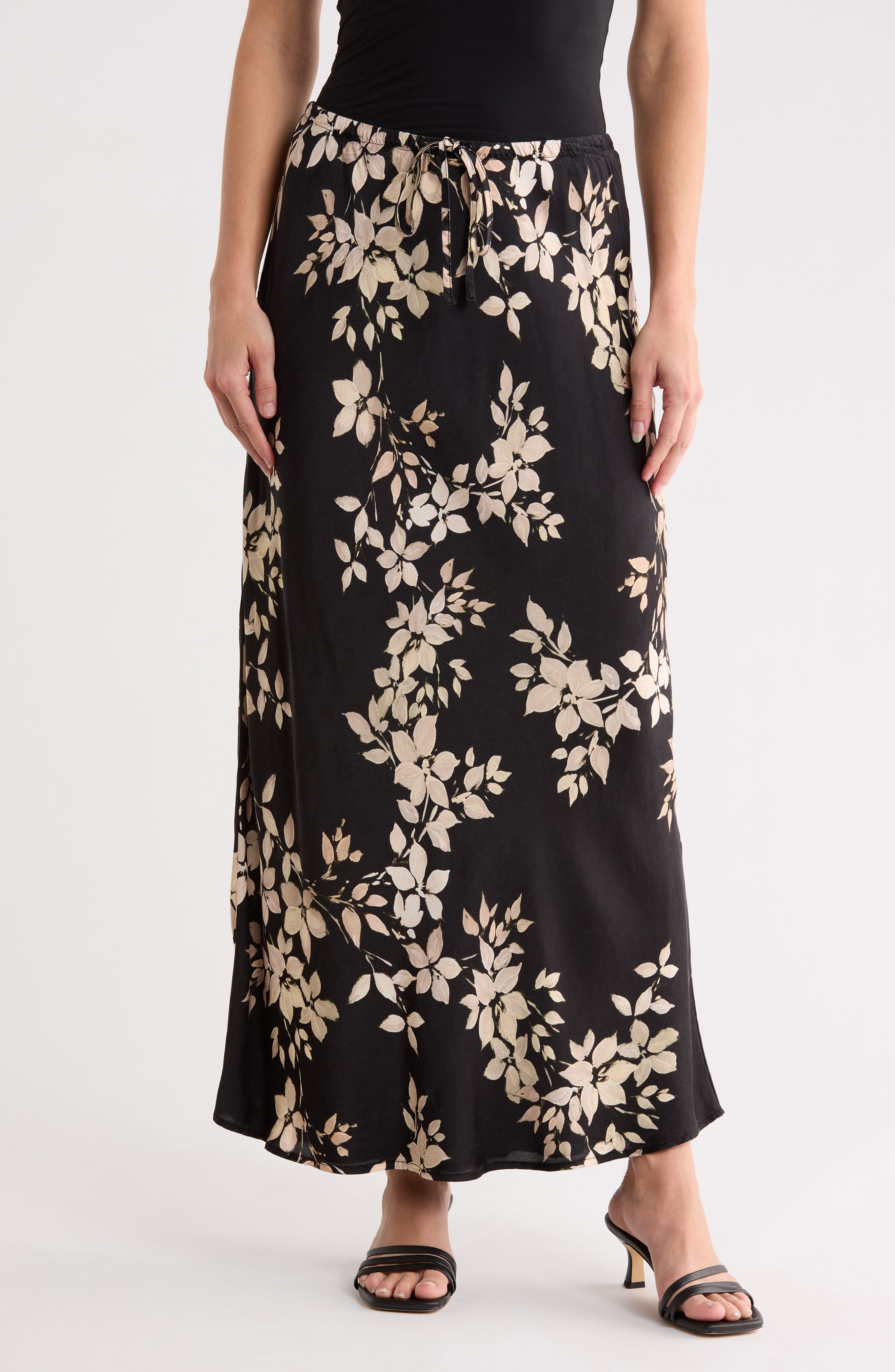 Floral Print Bias Cut Maxi Skirt