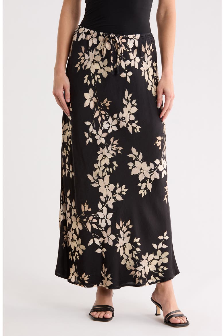 Floral Print Bias Cut Maxi Skirt, Main, color, IVORY FLORAL PRINT