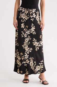 Floral Print Bias Cut Maxi Skirt