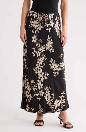 Floral Print Bias Cut Maxi Skirt