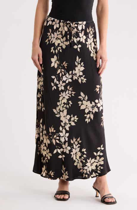 Floral Print Bias Cut Maxi Skirt
