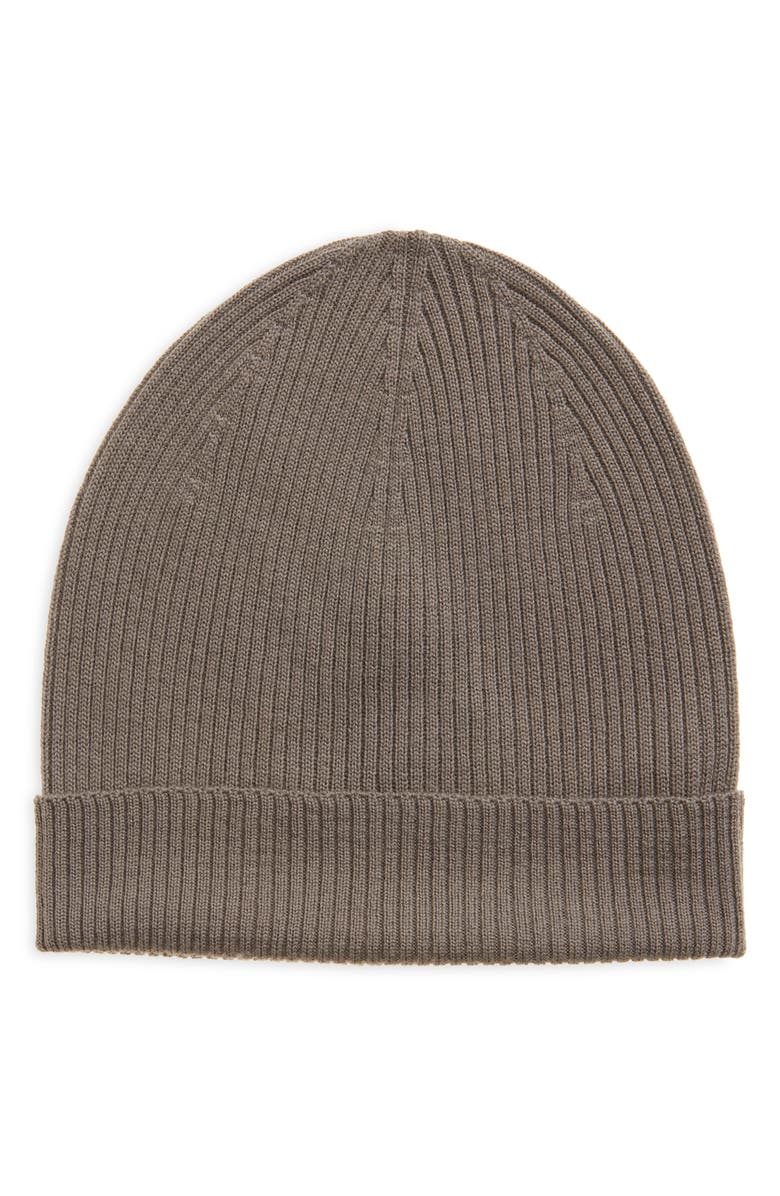 Rick Owens Berretto in Maglia Rib Wool Beanie, Main, color, Dust