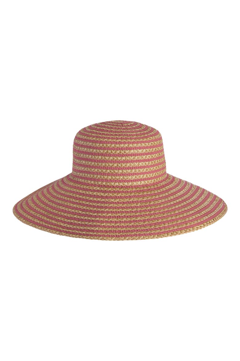 Margot Packable Straw Hat, Main, color, SALMON MIX