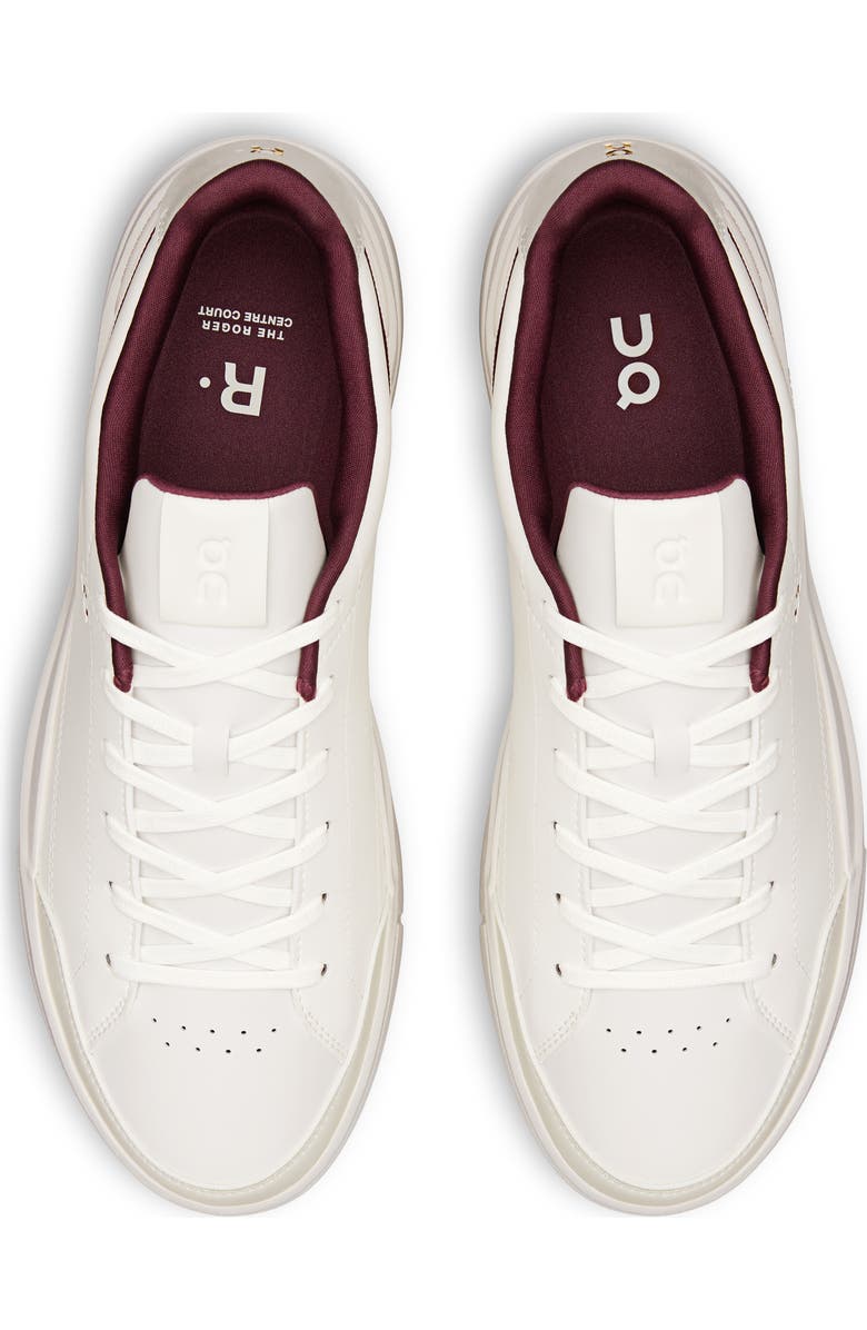 On THE ROGER Centre Court Tennis Sneaker, Alternate, color, Ivory/ Maroon