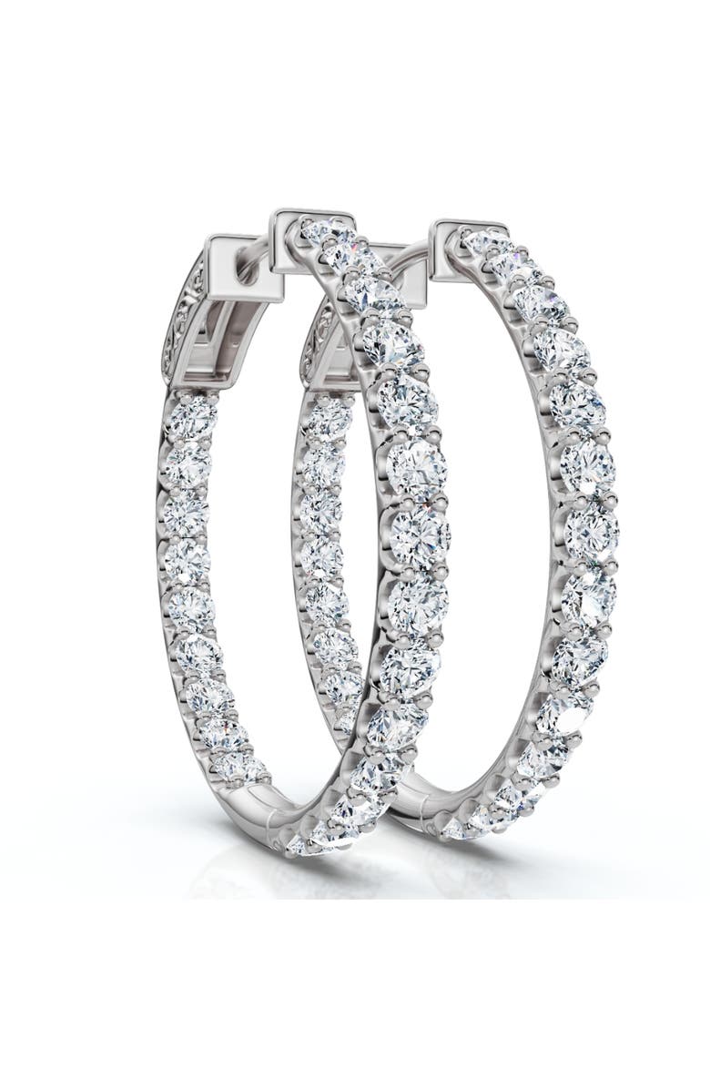 Bliss Diamond 3Ct Diamond Hoops Women's Lab Grown Earrings 10K Gold 1 1/4" Tall, Main, color, 10K White Gold