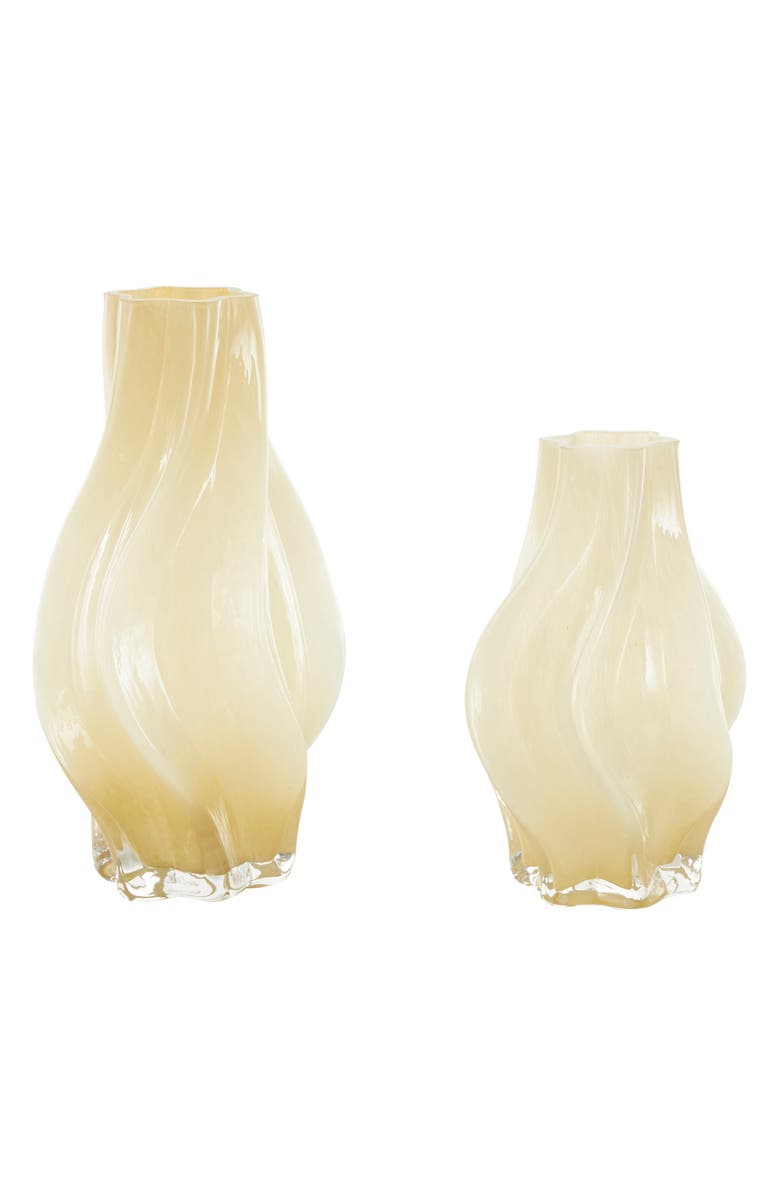 GINGER BIRCH STUDIO Set Of 2 Glass Vases, Alternate, color, Yellow