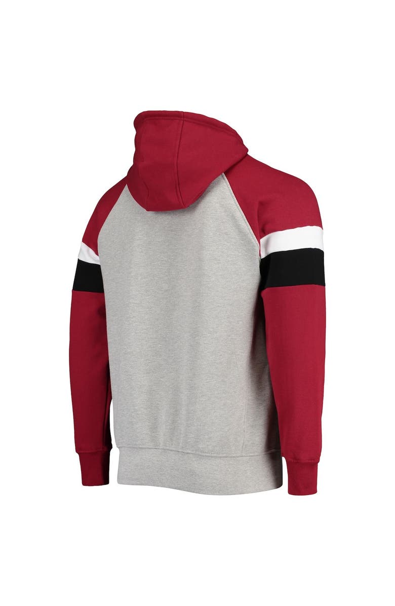 STARTER Men's Starter Heathered Gray/Cardinal Arizona Cardinals Home Run Raglan Pullover Hoodie, Alternate, color, Heather Gray