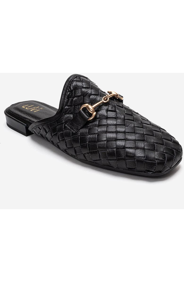 Forever & Always Shoes Senia Leather Woven Mule, Alternate, color, Black