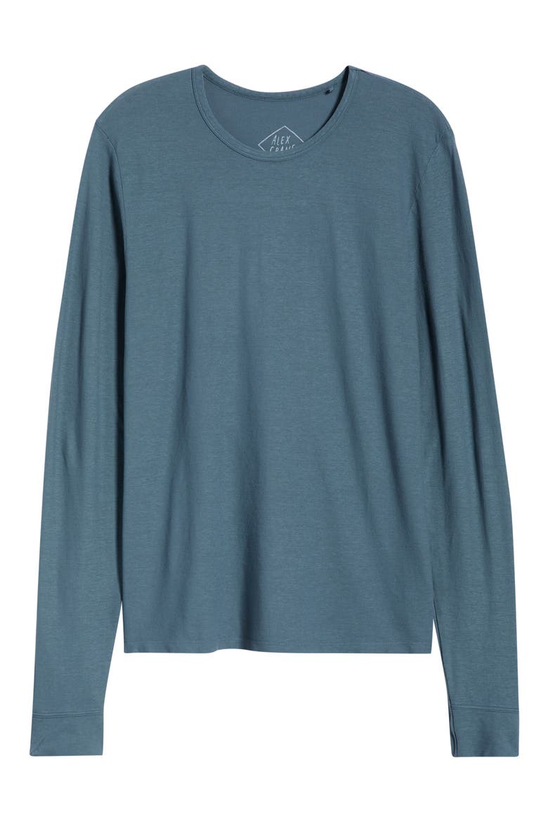 Long Sleeve Organic Cotton Crewneck T-Shirt, Alternate, color, LAKE