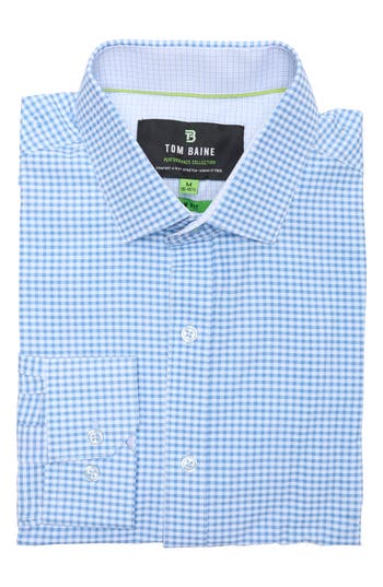 Tom Baine Performance Stretch Winkle Free Button-up Shirt In Blue