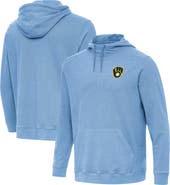 ANTIGUA Men's Antigua  Heather Powder Blue Milwaukee Brewers Cloud Pullover Hoodie