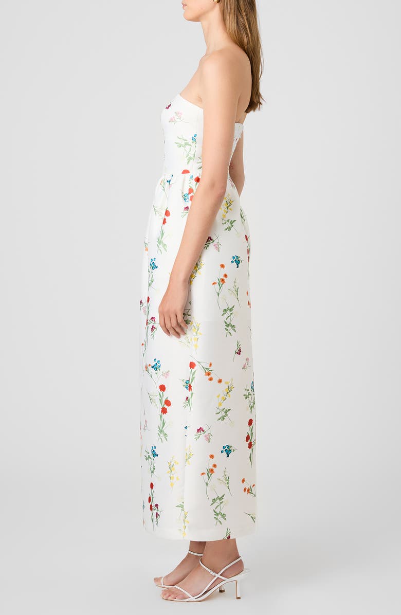 French Connection Christine Floral Strapless Fit & Flare Midi Dress, Alternate, color, Daisy Yellow Sophie Flower